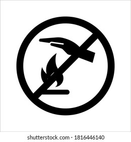 Vector and illustration graphic style,Do Not Touch Hot Surface Symbol. Circle Warning Dangerous icon on white background. color editable