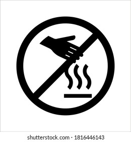 Vector and illustration graphic style,Do Not Touch Hot Surface Symbol. Circle Warning Dangerous icon on white background. color editable