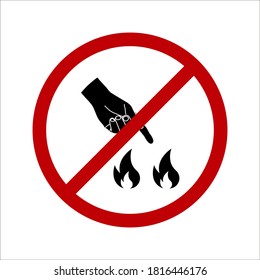 Vector and illustration graphic style,Do Not Touch Hot Surface Symbol. Circle Warning Dangerous icon on white background. color editable