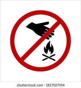 Estilo gráfico vector e ilustración,No tocar símbolo de superficie caliente. Aviso circular Icono peligroso sobre fondo blanco. modificable por color