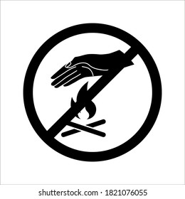 Vector and illustration graphic style,Do Not Touch Hot Surface Symbol. Circle Warning Dangerous icon on white background. color editable