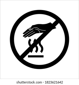 Vector and illustration graphic style,Do Not Touch Hot Surface Symbol. Circle Warning Dangerous icon on white background. color editable