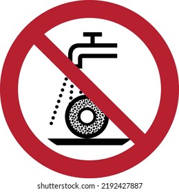 Vector and illustration graphic style,Do Not Use For Wet Grinding Prohibition Symbol,White Circle Warning icon on background,Attracting attention Security First sign,Idea for presentation,EPS10.