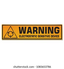 Vector and illustration graphic style,Electrostatic sensitive device Symbol,Yellow rectangle Warning Dangerous icon on white background,Attracting attention Security First sign,for presentation EPS10