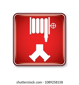 Vector and illustration graphic style,Fire Department Standpipe Connection Symbol,Warning label icon on white background,Attracting attention Security First sign,Idea for presentation EPS10.