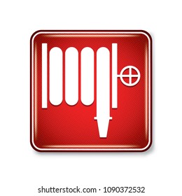 Vector and illustration graphic style,Fire Hose and Standpipe Outlet Symbol,Warning icon on white background,Attracting attention Security First sign,Idea for presentation EPS10.