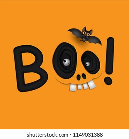 Vector, illustration of graphic style,Funny Halloween skull monster eyes,paper art style,EPS 10.