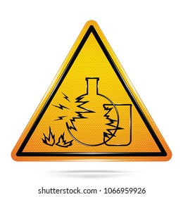 Vector and illustration graphic style,Glass Hazard Symbol,Yellow triangle Warning Dangerous icon on white background,Attracting attention Security First sign,Idea for presentation,EPS10.