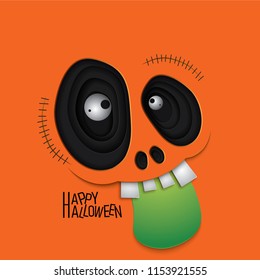 Vector, illustration of graphic style,Halloween skull monster eyes,paper cut style,EPS 10.