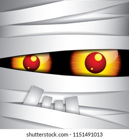 Vector and Illustration of graphic style,Happy Halloween mummy monster eyes,paper art style,EPS 10.