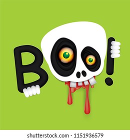 Vector and illustration graphic style,Happy Halloween skull monster eyes,paper cut style,EPS 10.