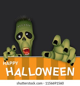 Vector and Illustration graphic style,Happy Halloween Zombie monster ,paper cut style,EPS 10.