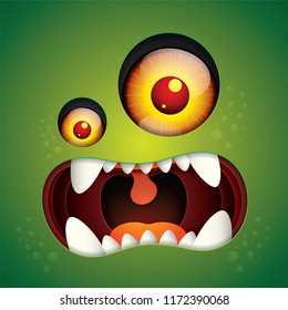 Vector and illustration graphic style,Happy Halloween Crazy Monster,Paper art style.