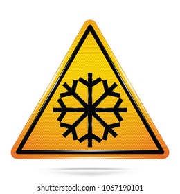 Vector and illustration graphic style,Low Temperature Hazard Symbol,Yellow triangle Warning Dangerous icon on white background,Attracting attention Security First sign,Idea for presentation,EPS10.