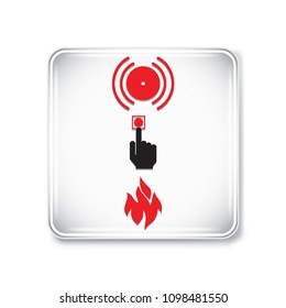 Vector and illustration graphic style,Manually Activated Fire Alarm Symbol on white background,Attracting attention Security First sign,EPS10