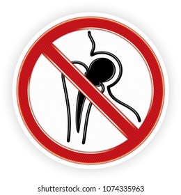 Vector and illustration graphic style,No Access For People With Metallic Implants Symbol,White Circle Warning icon on background,Attracting attention Security First sign,Idea for presentation,EPS10.