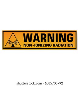 Vector and illustration graphic style,Non-Ionizing Radiation Hazard symbol, Yellow rectangle Warning Dangerous icon on white background,Attracting attention Security First sign, for presentation EPS10