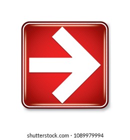 Vector and illustration graphic style,Right  Arrow Symbol,Warning icon on white background,Attracting attention Security First sign,Idea for presentation EPS10.