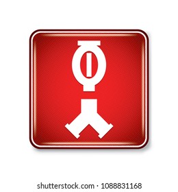 Vector and illustration graphic style,Siamese Automatic Sprinkler Connection Symbol,Warning label icon on white background,Attracting attention Security First sign,Idea for presentation EPS10.