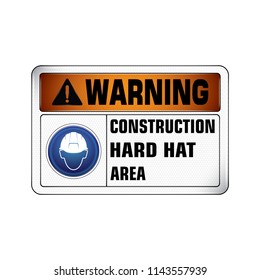 Vector and Illustration graphic style,Warning Hard Hat Area label, Warning icon on white background,Attracting attention Security First sign,Idea for presentation,EPS 10.