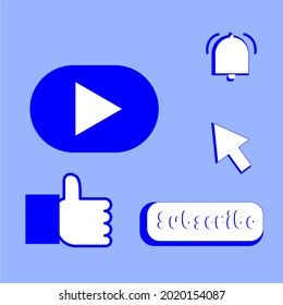 Vector Illustration Graphic of Subscribe Button, Like and Notification Bell Icon. Perfect for vlog asset