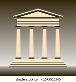 Vector illustration of a graphic symbol of ancient architecture and attractions. Stylized museum building on a dark background. Flat style. Suitable for catalogs, information, guidebooks, banners, etc