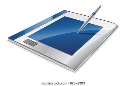 Vector illustration of graphic tablet on white background