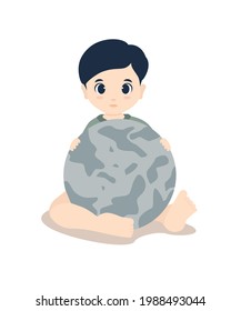 vector illustration graphic of a toddler "holding the world"