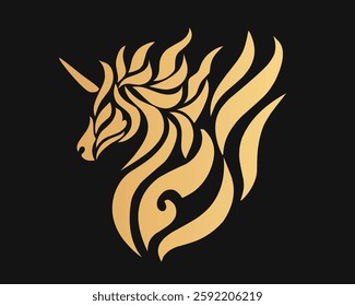 vector illustration graphic of tribal art design of an elegant golden Pegasus horse