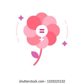 vector illustration graphic of women, girls, power, strong, strength, flower sign