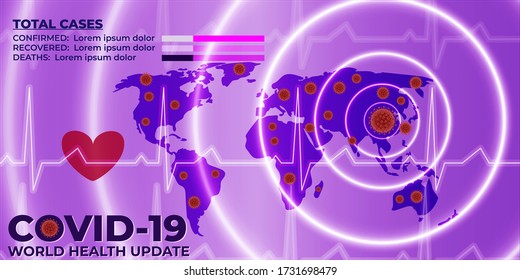 vector illustration of graphical statistics for covid-19, World health update with danger red circles on Indian map showing spread of corona virus, backdrop of medical and breaking news.