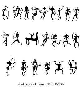 Vector illustration - graphically drawn imitation rock art