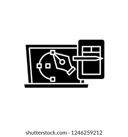 Vector illustration graphics black icon, vector sign on isolated background. Vector illustration graphics concept symbol, illustration 