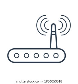 Ilustración vectorial de gráficos, icono de línea de enrutador wifi negro. tanto para activos gráficos corporativos como para diseño web, banners y folletos. diseño sencillo.