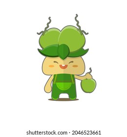 Vector Illustration Graphics of coconut mascot, Nice Design For Fruit and Vegetable Theme, for boys, girls, kindergartners, preschool. cute, chibi, colorful visuals. for stickers, visual elements, etc