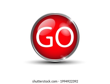 vector illustration graphics design glossy round symbols buttons color red with text GO