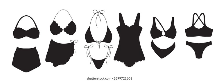 ilustração vetorial conjunto gráfico de diferentes silhuetas