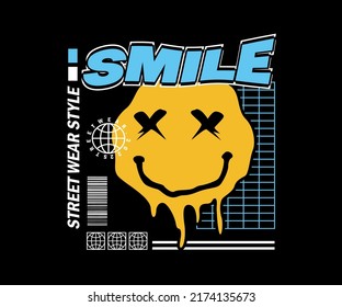 vector illustration graphics, smile, creative clothing, for streetwear and urban style t-shirts design, hoodies, etc.