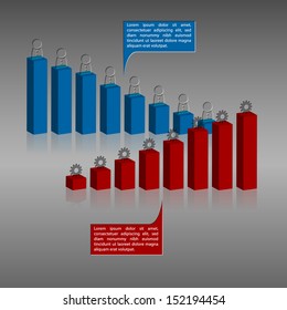 Vector illustration of graphs about modern strategy of companies