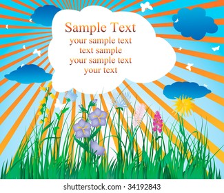 Vector illustration grass background with copy space