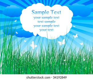 Vector illustration grass background with copy space