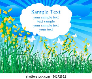 Vector illustration grass background with copy space