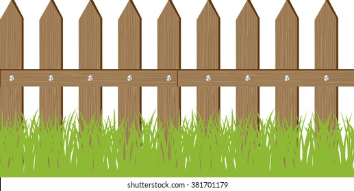 Vector illustration of grass and fence