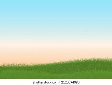 Vector Illustration of Grass field landscape in sunrise