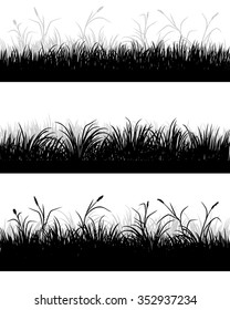 Vector illustration of a grass field silhouettes