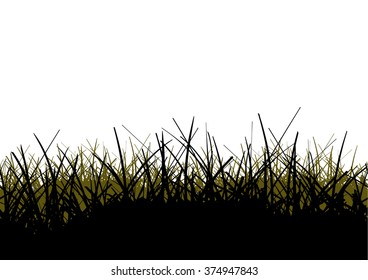 Vector illustration of a grass field silhouettes
