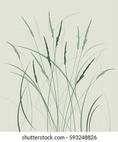 Vector illustration grass in a meadow, natural landscape background