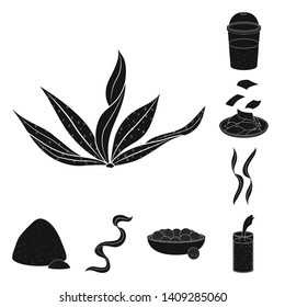 Vector illustration of grass and natural icon. Set of grass and seaweed vector icon for stock.