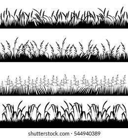 Vector Illustration. Grass silhouette set. 