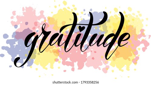 Vector illustration of Gratitude text  for logotype, t-shirt, banner, magazine, poster, decoration, postcard. Gratitude calligraphy background. Gratitude lettering. EPS 10. 